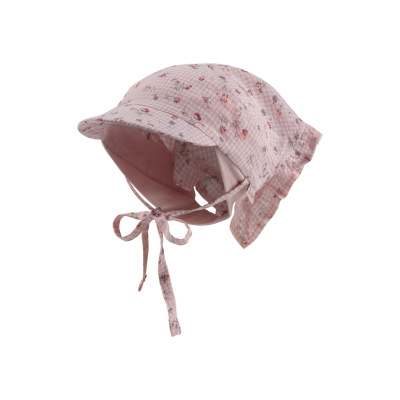 STERNTALER Šátek na hlavu na zavazování s kšiltem květiny růžová holka- 45 cm 6-9 m