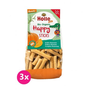 3x HOLLE Dětské Bio Happy tyčinky dýně-rozmarýn, 100 g (3+)