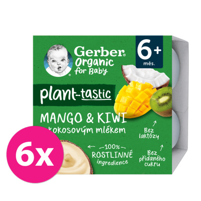 6x GERBER Organic 100% Dezert rostlinný mango a kiwi s kokosovým mlékem (4x 90 g)​
