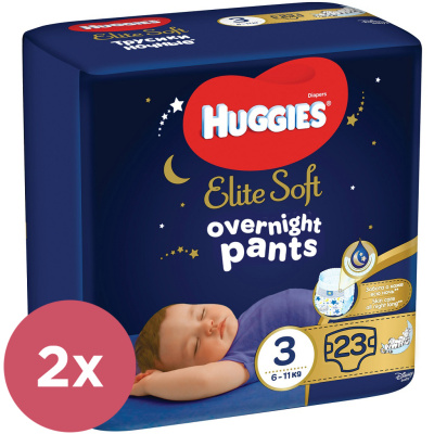 2x HUGGIES® Elite Soft Pants OVN Kalhotky plenkové jednorázové 3 (6-11 kg) 23 ks