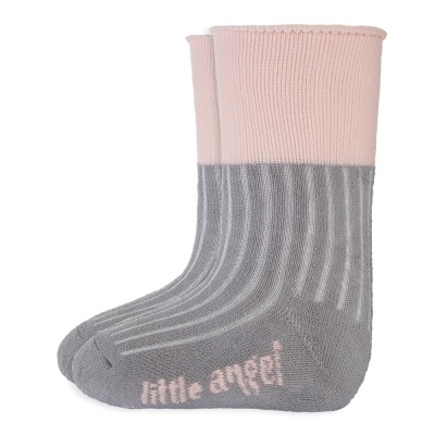Little Angel-Ponožky froté Outlast® - tm.šedá/sv.růžová Velikost: 20-24 | 14-16 cm