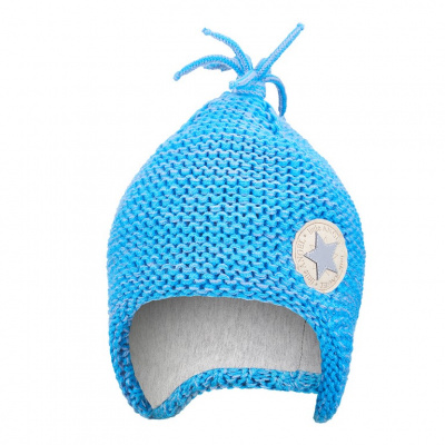 Little Angel-Čepice pletená na uši Outlast ® - modrá Velikost: 3 | 42-44 cm