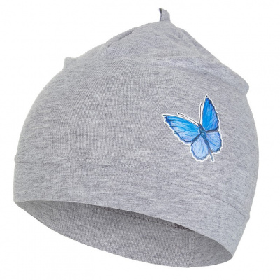 Little Angel-Čepice tenká DEBRA Outlast® - šedý melír/motýl Velikost: 2 | 39-41 cm