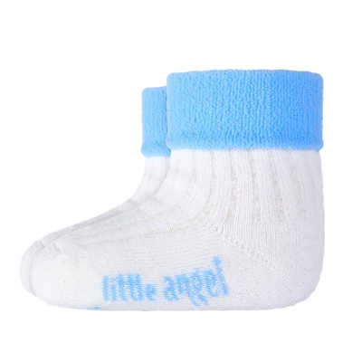 Little Angel-Ponožky froté Outlast® - bílá/sv.modrá Velikost: 20-24 | 14-16 cm