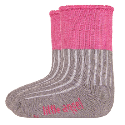 Little Angel-Ponožky froté Outlast® - tm.šedá/růžová Velikost: 10-14 | 7-9 cm