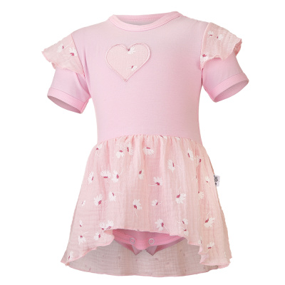 Little Angel-Body šaty tenké KR set Outlast® - růžová baby/sv.růžová kopretiny Velikost: 68