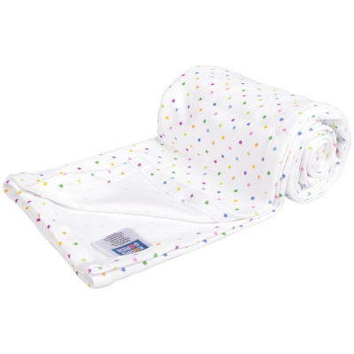 KAARSGAREN-Letní deka 70x100cm bavlna bílá s hvězdičkami