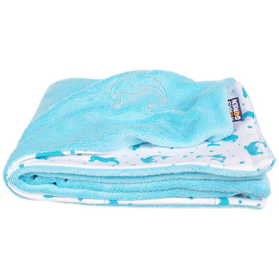 KAARSGAREN-Dětská deka světlá aqua delfín Wellsoft bio-bavlna