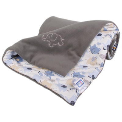 KAARSGAREN-Zateplená dětská deka šedá slon modrý