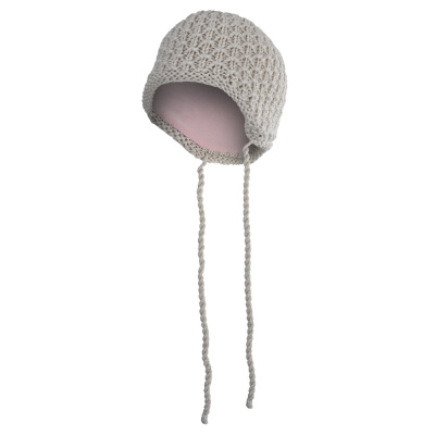Little Angel-Čepice pletená zavazovací drobný vzor Outlast® - béžová Velikost: 1, 36-38 cm